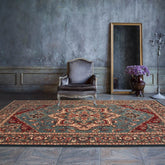 Royal Kashqai 100% Wool Green Rust Rug - 4354/401 - Pendle Village Furniture